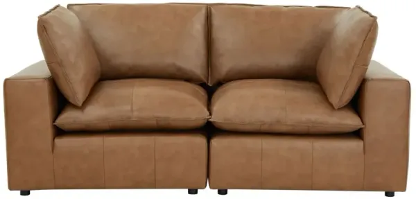 Saphine Leather Modular Loveseat - Brown