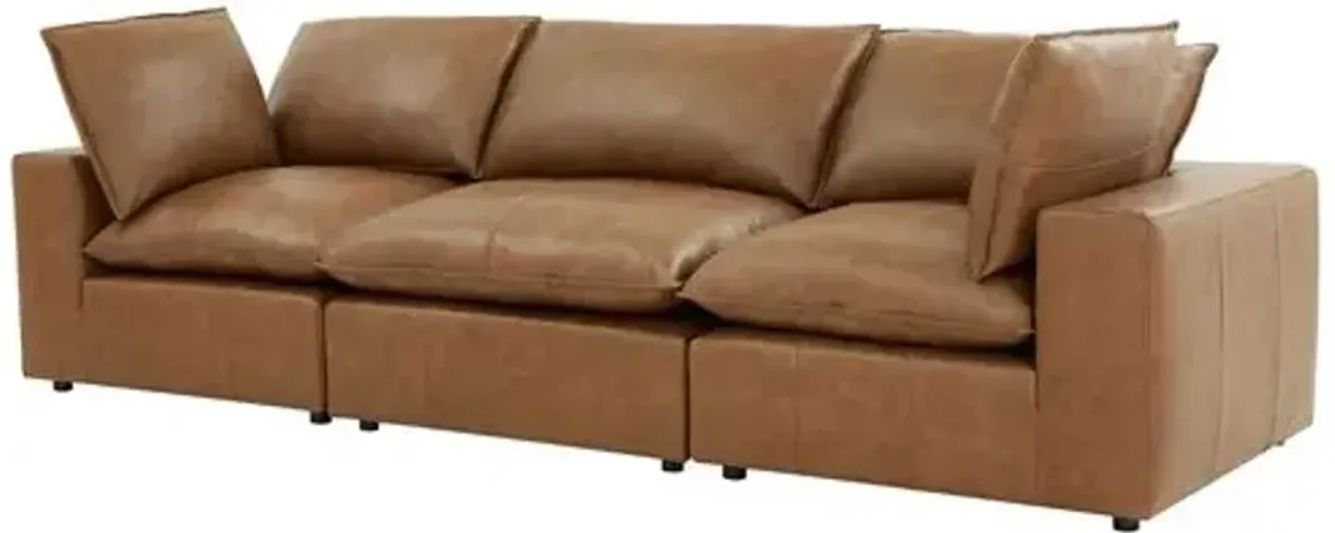 Saphine Leather Modular Sofa - Brown