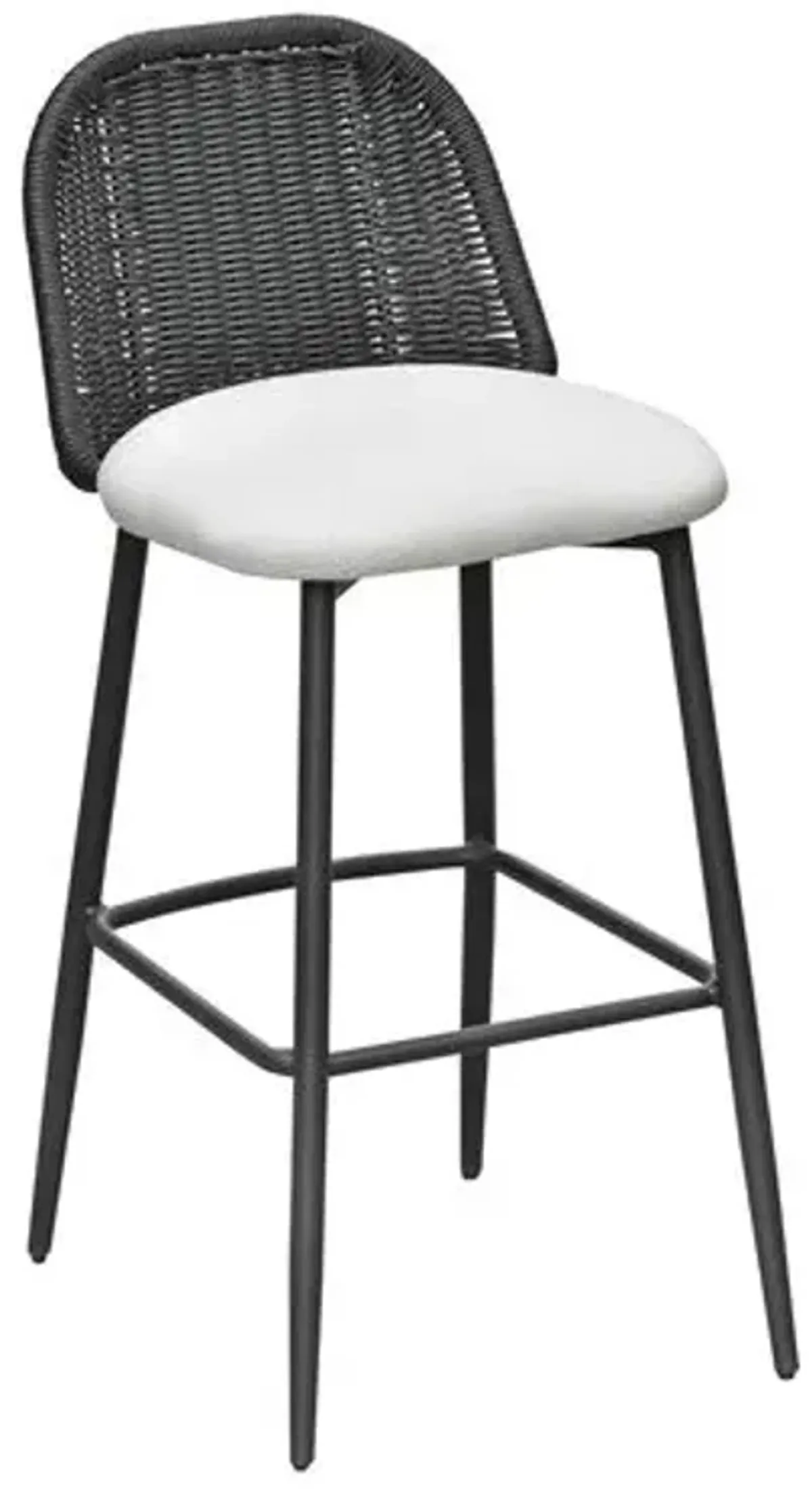 Cerelia Outdoor Performance Fabric Wicker Barstool - Black
