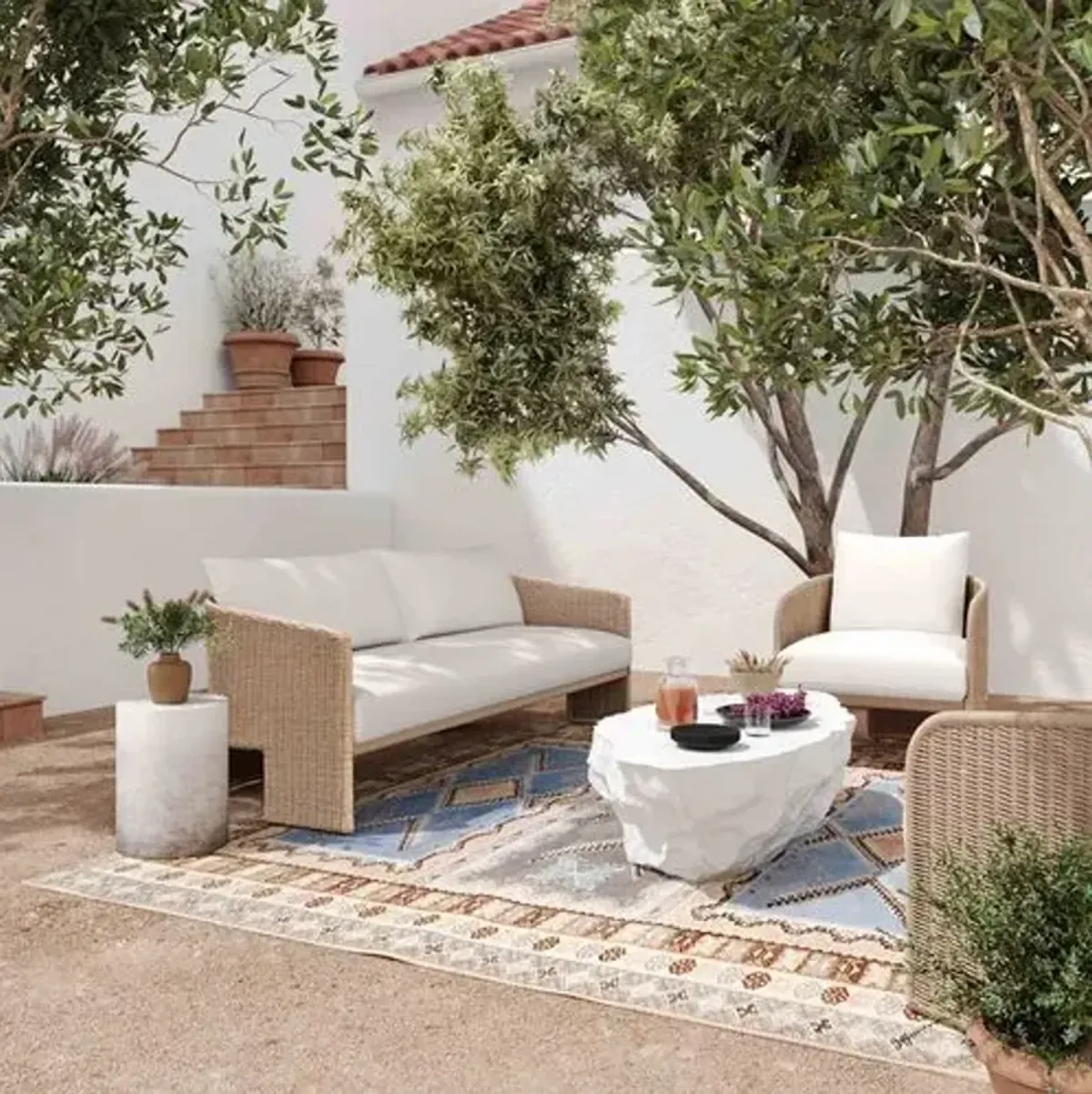 Cerelia Outdoor Performance Fabric Wicker Sofa