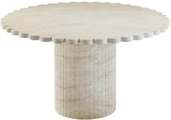 Maelis 54" Indoor/Outdoor Round Dining Table - Washed Travertine