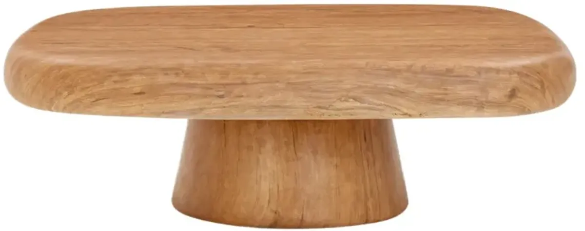 Zeriel Concrete Indoor/Outdoor Coffee Table, Natural Wood Grain