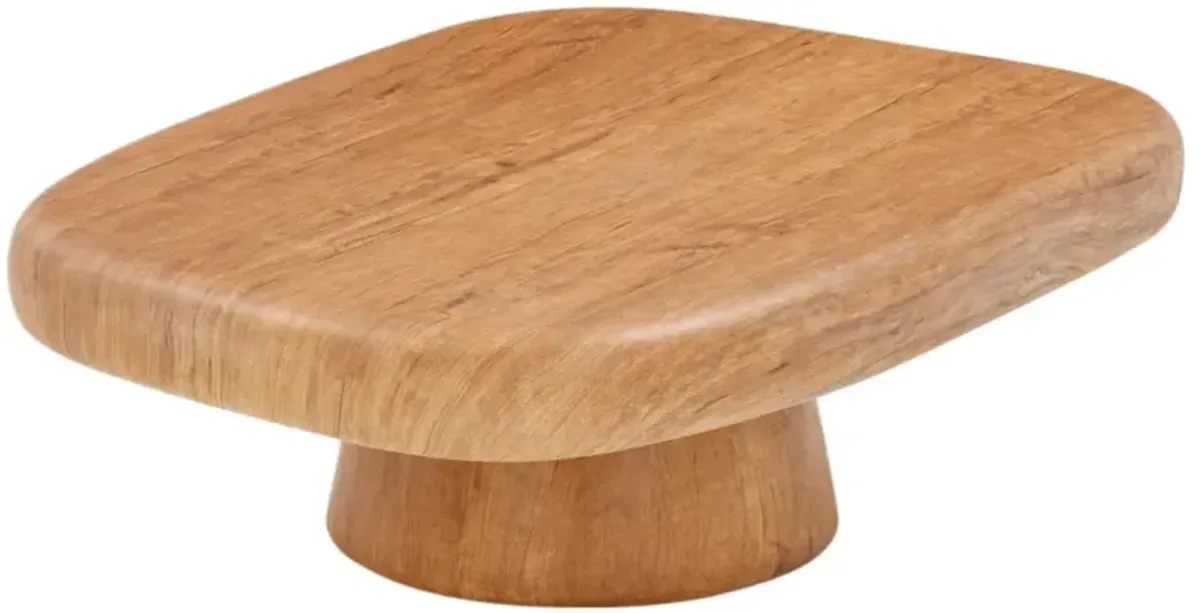 Zeriel Concrete Indoor/Outdoor Coffee Table, Natural Wood Grain