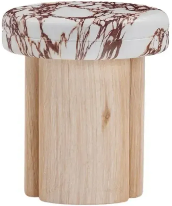 Nivelle Indoor/Outdoor Breccia Capraia Textured Concrete Side Table - Brown/White/Natural - Multi