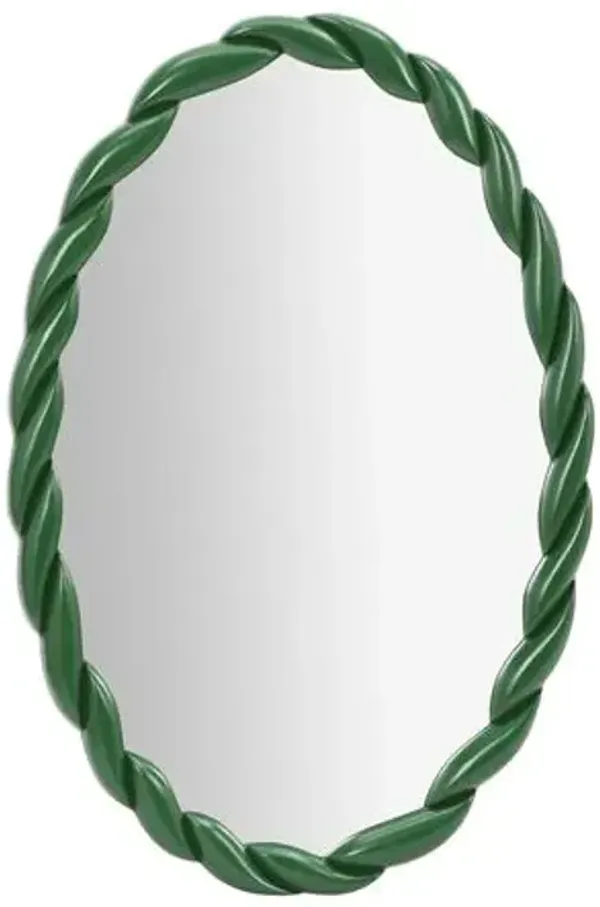 Ardena Glossy Oval Wall Mirror - Forest Green