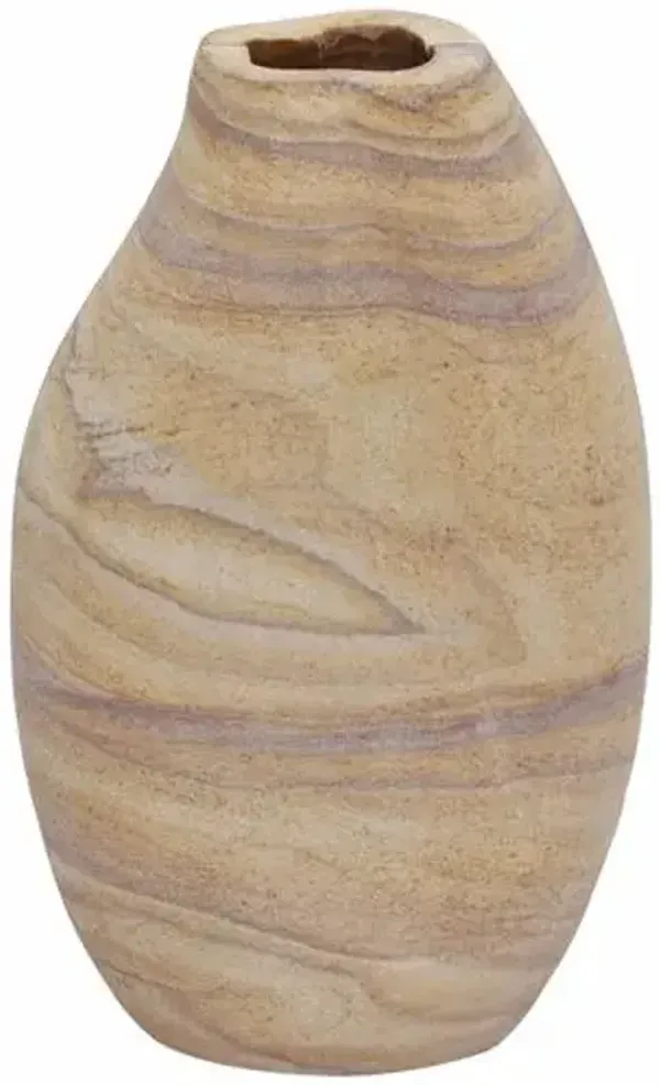 Laevin Sandstone Curved Vase - Natural - Brown