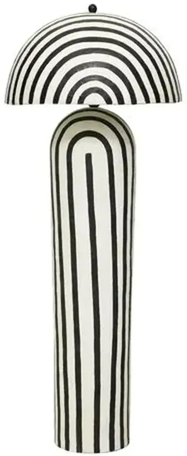Wrynn Striped Papier Mache Floor Lamp - Black