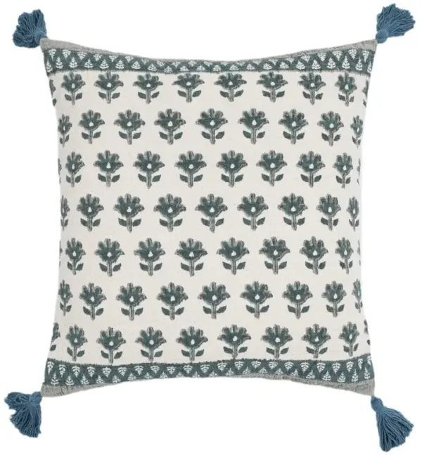 Maelis 20x20 Printed Cotton Tassel  Pillow