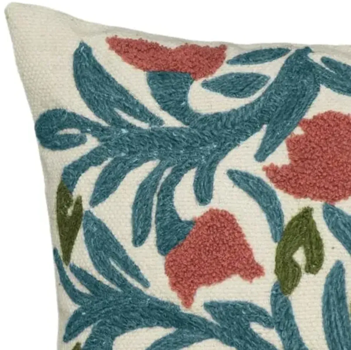 Zirra 20x20 Embroidered Floral Wool Pillow