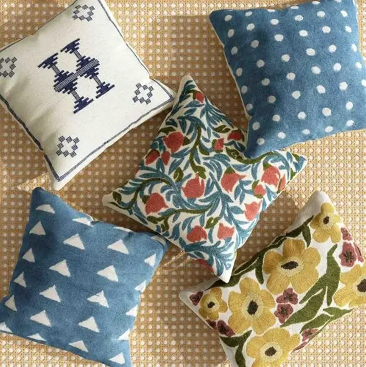 Zirra 20x20 Embroidered Floral Wool Pillow