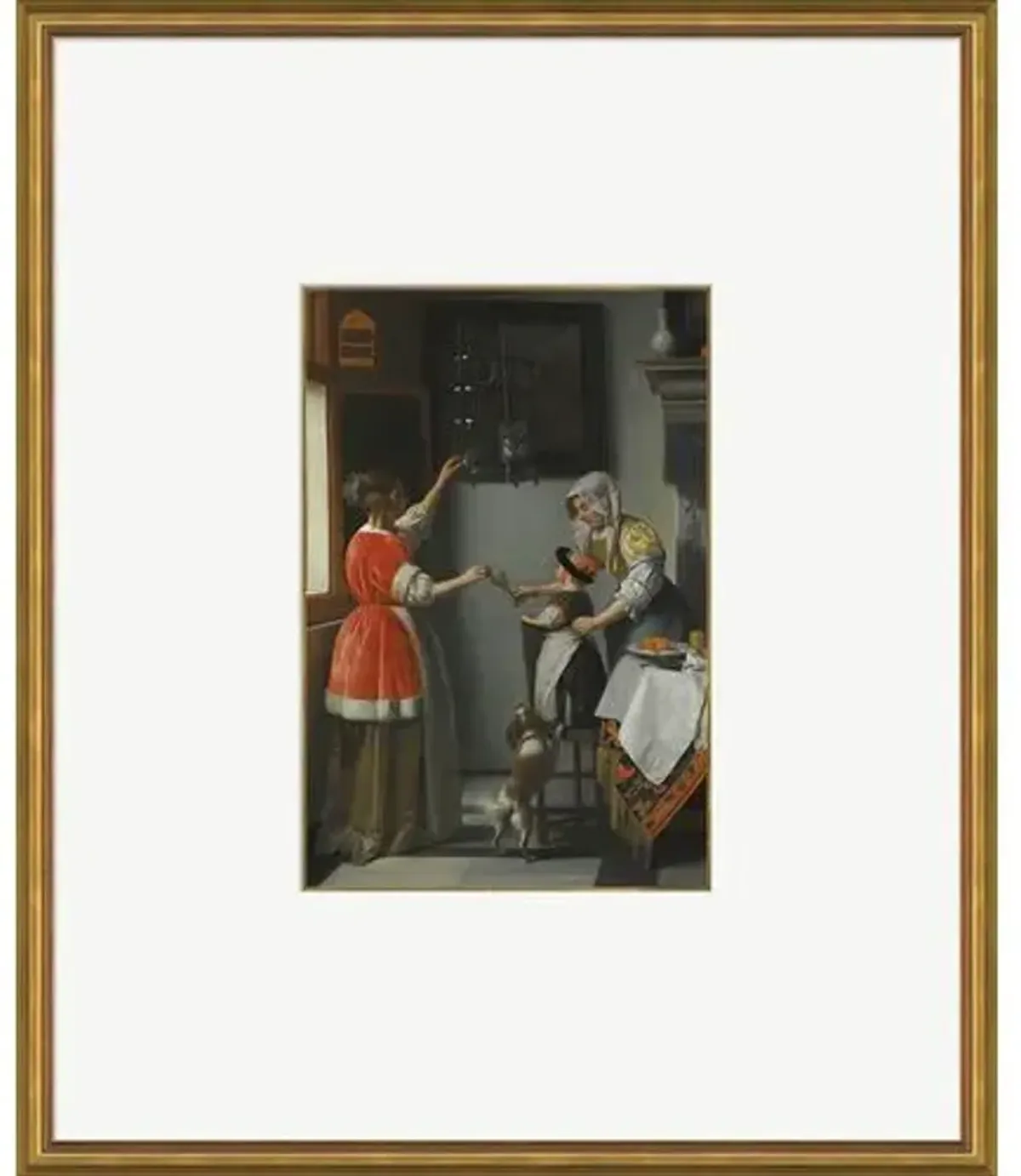Bespoke by Baker - Interior with a Child feeding a Parrot by Pieter de Hooch - 30" x 36" - Soicher Marin - Multi