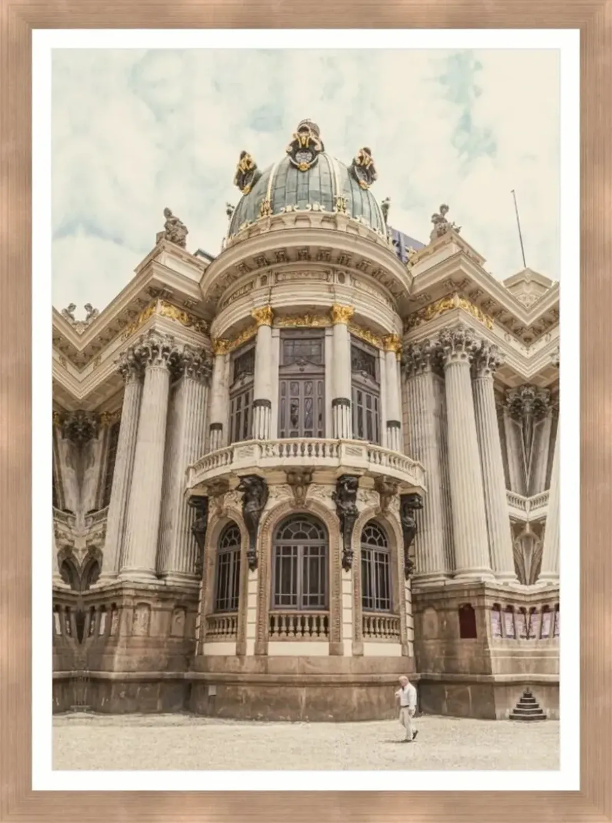 Rio Belle Epoque Municipal Theater Façade Photograph by Alexandre Venancio - Gray