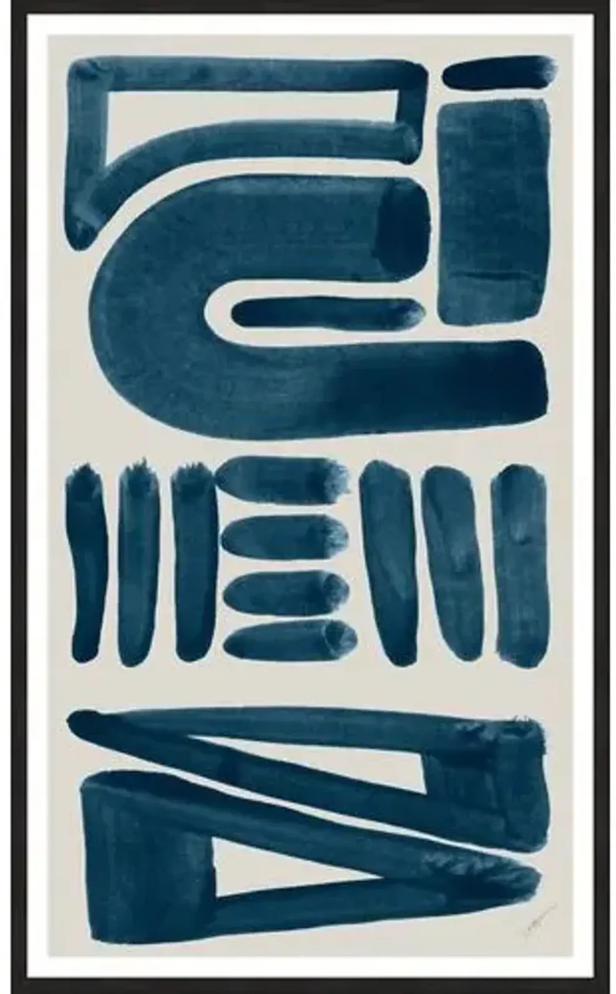 Tribal Text Indigo I Painting by Dawn Sweitzer - Blue
