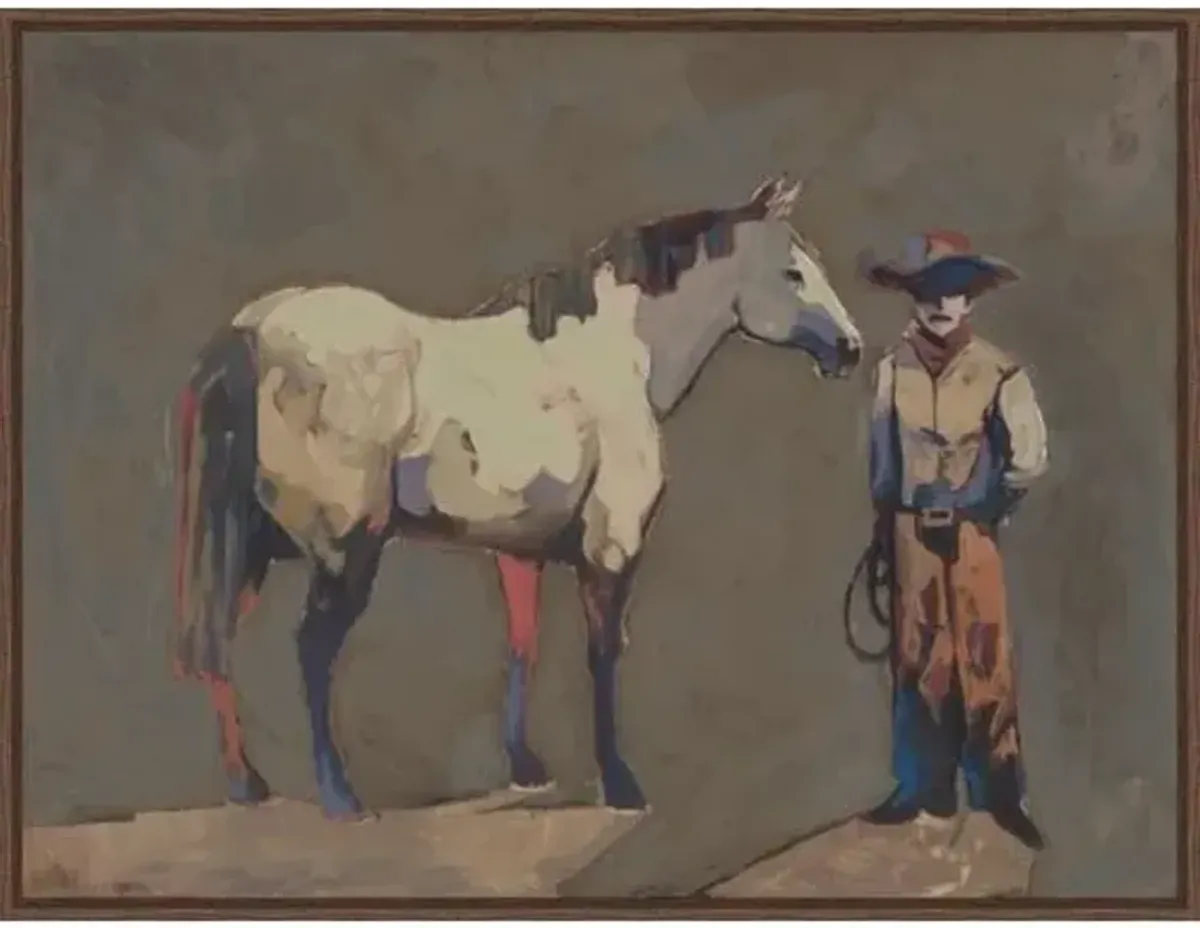 Vaquero Painting by Kathy Mann - Gray