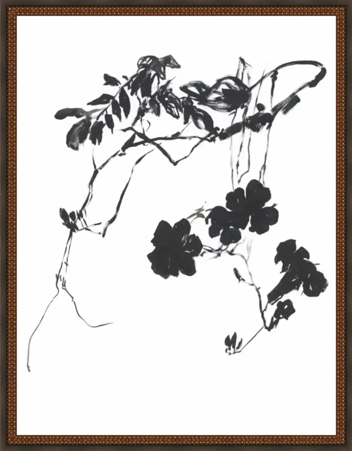 Inky Floral I Painting by Maelani Blue - Black