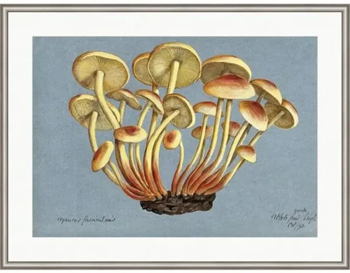 Sulphur Tuft Fungus (Hypholoma Fasciculare) Painting by Alex Zane - Blue
