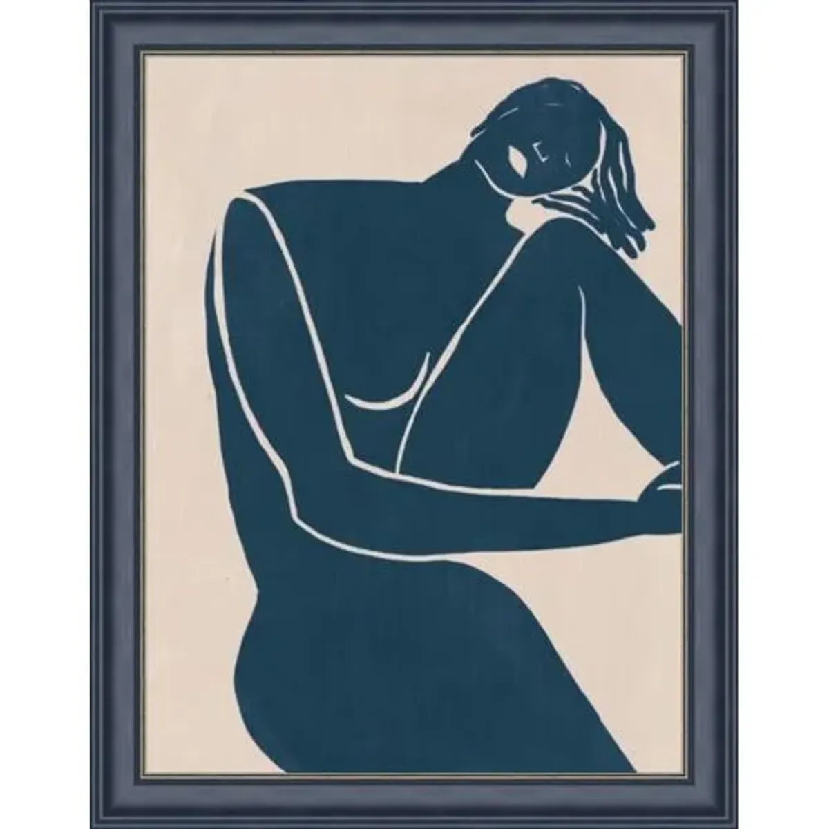 Minimalist Blue Silhouette Figure Painting by Olive Perry