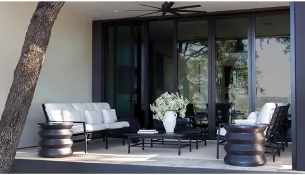 Nami Outdoor Aluminum 3-Seat Sofa - Blanco/Black Sand Matte