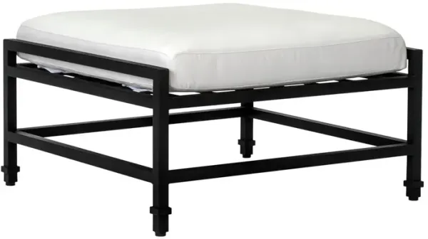 Nami Outdoor Aluminum Ottoman, Blanco/Black Sand Matte