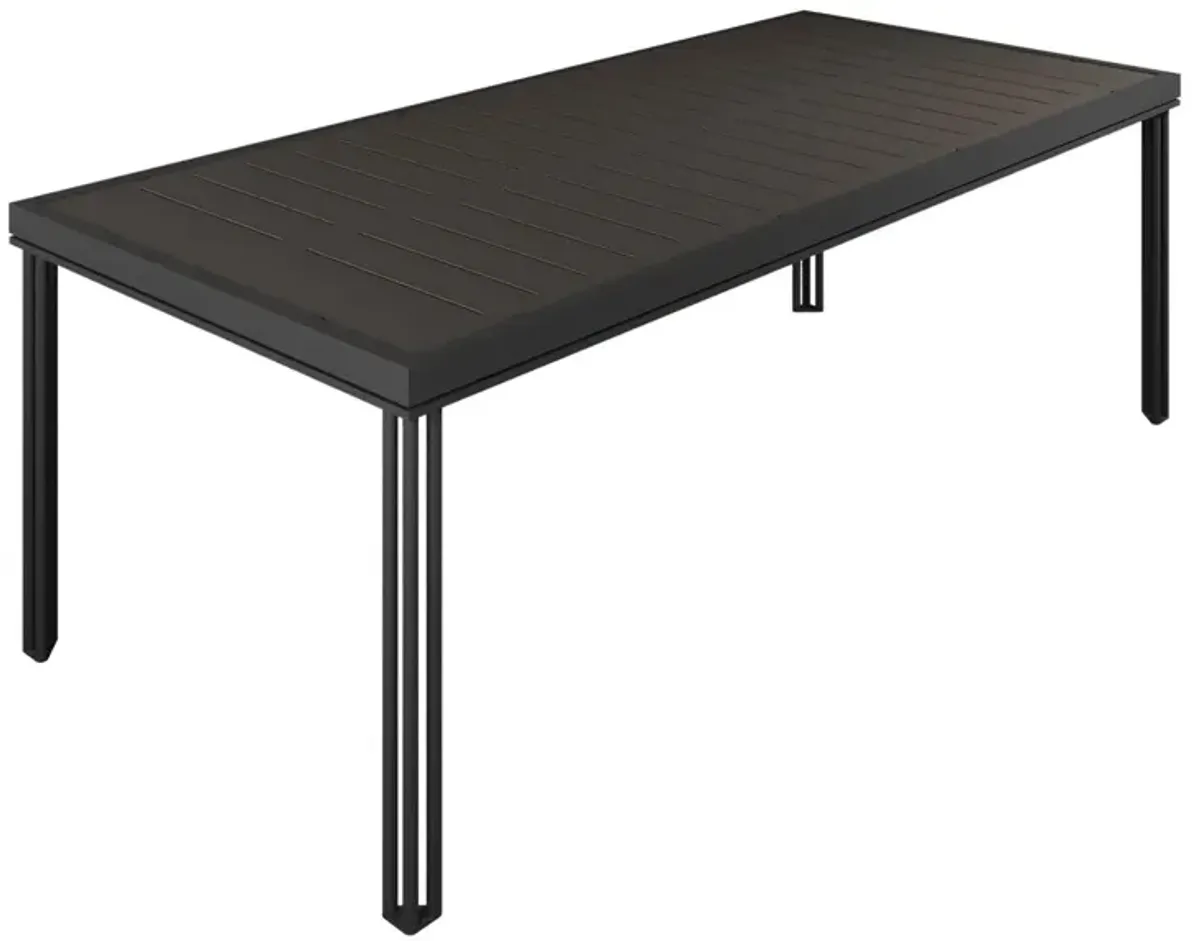 Santara Outdoor Aluminum Rectangular Dining Table, Smooth Charcoal Satin