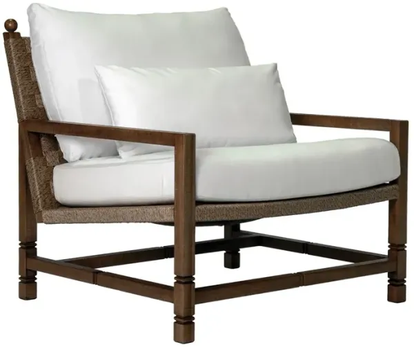 Nomadé Outdoor Rattan Lounge Chair, Blanco/Weathered Pecan