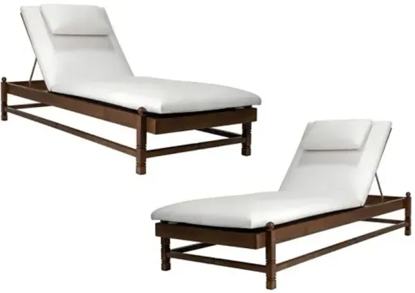Set of 2 Nomadé Outdoor Rattan Pool Chaise Lounges - Blanco/Weathered Pecan - Brown - Comfortable, Sturdy, Stylish