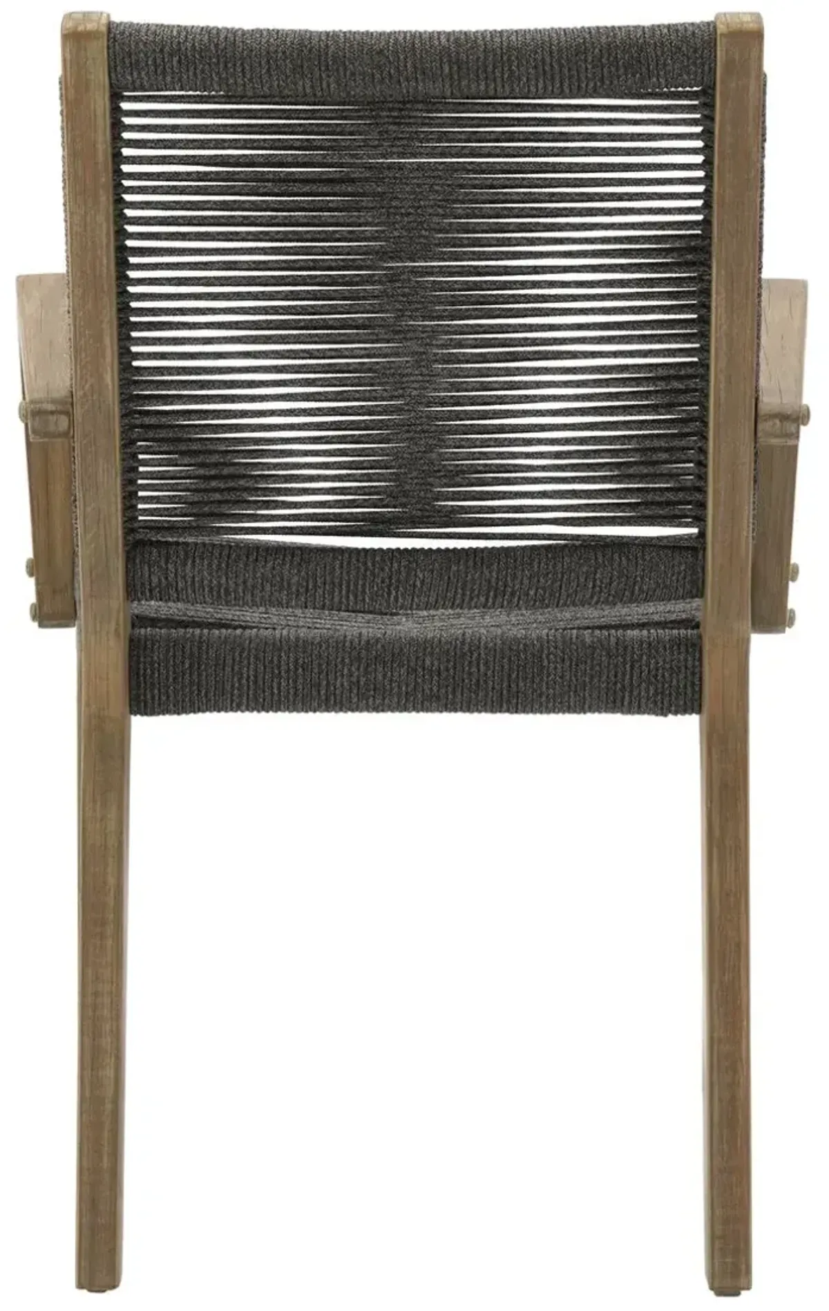 S/2 Caelis Outdoor Eucalyptus Dining Armchairs, Mixed Grey Rope