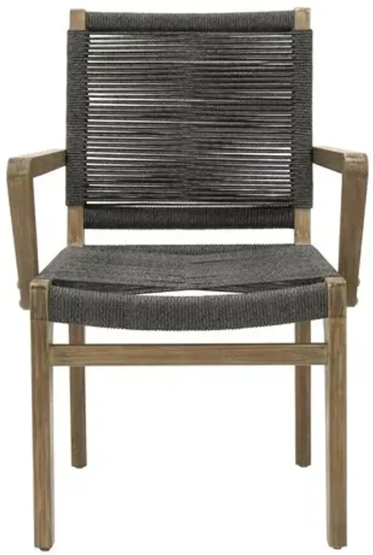Set of 2 Caelis Outdoor Eucalyptus Dining Armchairs - Mixed Grey Rope - Brown