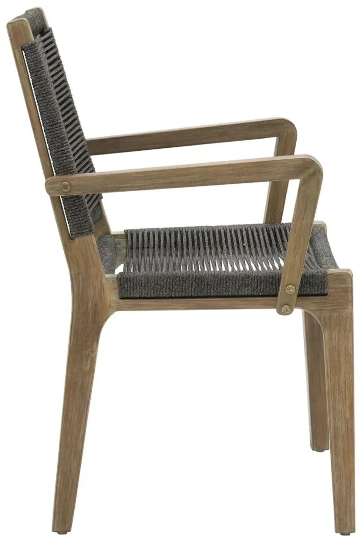 S/2 Caelis Outdoor Eucalyptus Dining Armchairs, Mixed Grey Rope