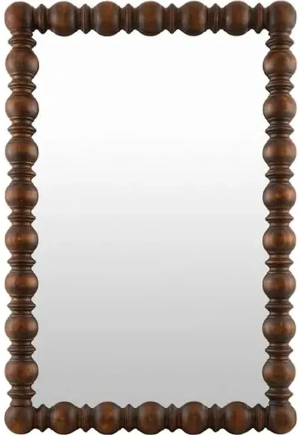 Stellan Pine Antique Wall Mirror - Dark Brown