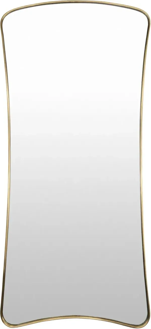 Zevran Curved Brass Full Length Wall Mirror, Gold