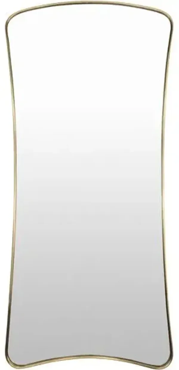 Zevran Curved Brass Full Length Wall Mirror - Gold