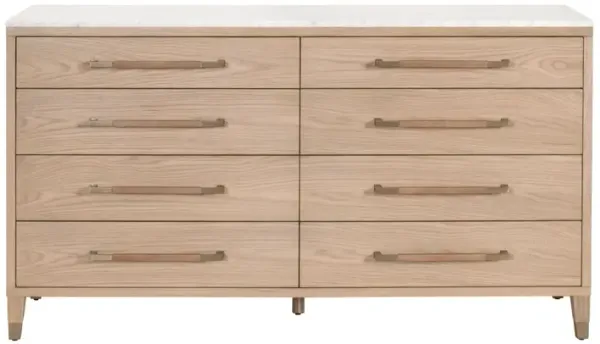 Aspen 8-Drawer Oak/Marble Double Dresser