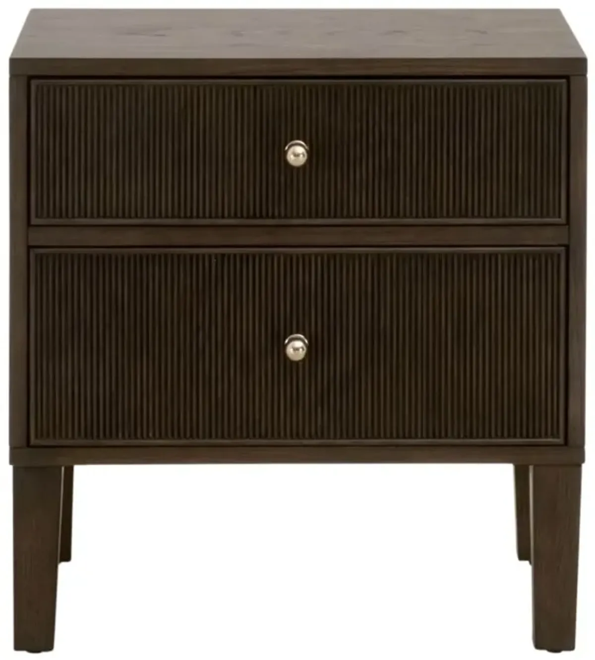 Linden Fluted 2-Drawer Oak Nightstand
