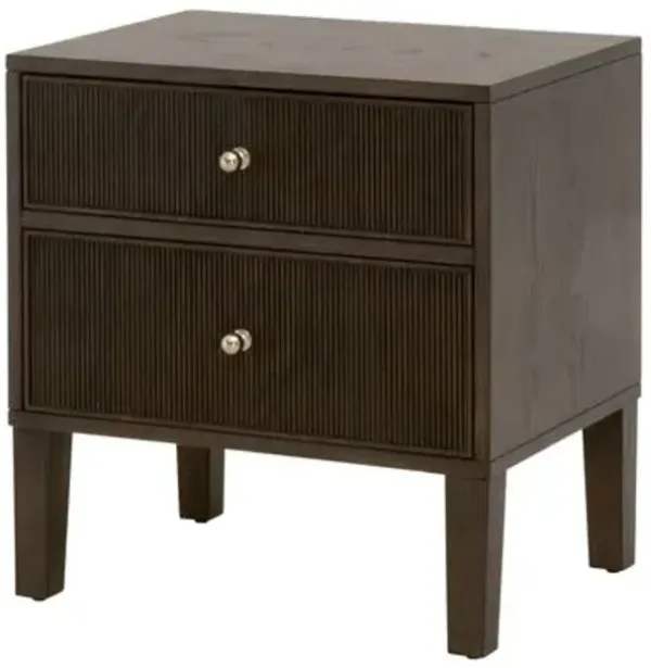 Linden Fluted 2-Drawer Oak Nightstand