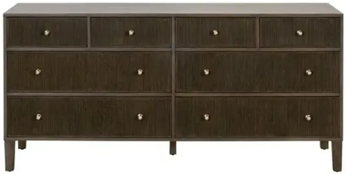 Linden Fluted 8-Drawer Oak Double Dresser - Brown