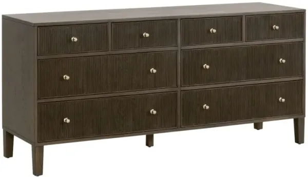 Linden Fluted 8-Drawer Oak Double Dresser - Brown