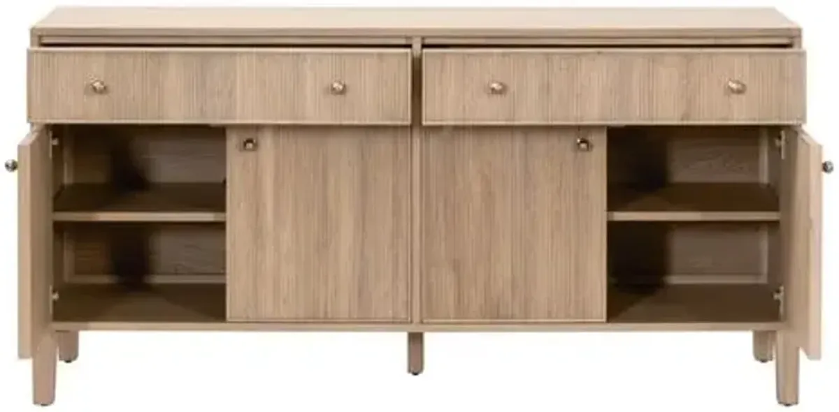Linden Fluted Media Sideboard - Natural Oak - Brown