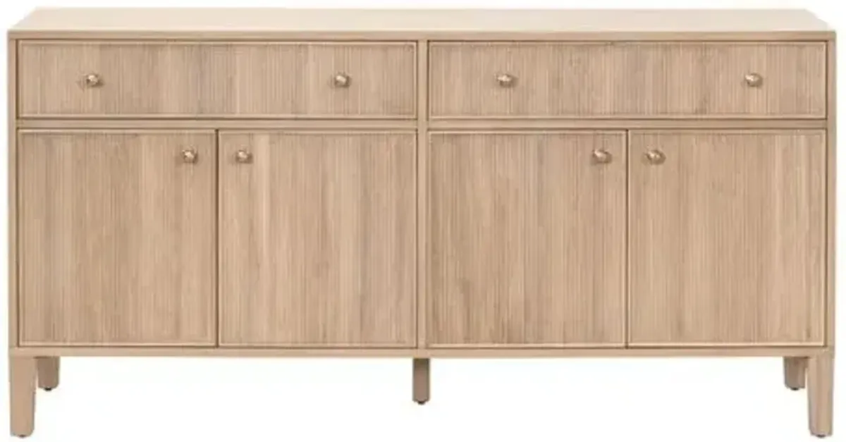 Linden Fluted Oak Media Sideboard - Natural - Brown