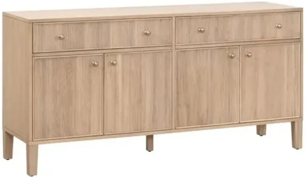 Linden Fluted Oak Media Sideboard - Natural - Brown