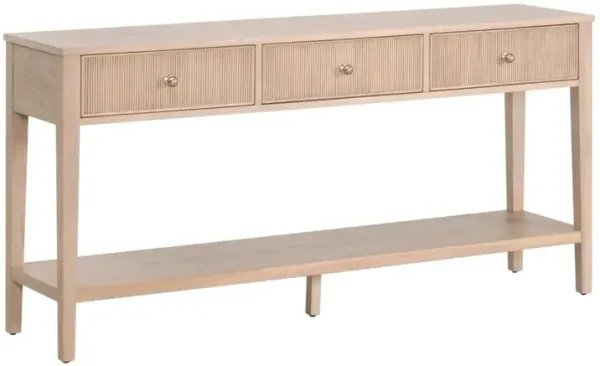 Linden Fluted 3-Drawer Oak Console Table, Natural