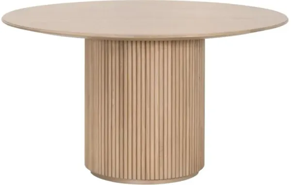 Linden Fluted 54" Round Oak Dining Table, Natural