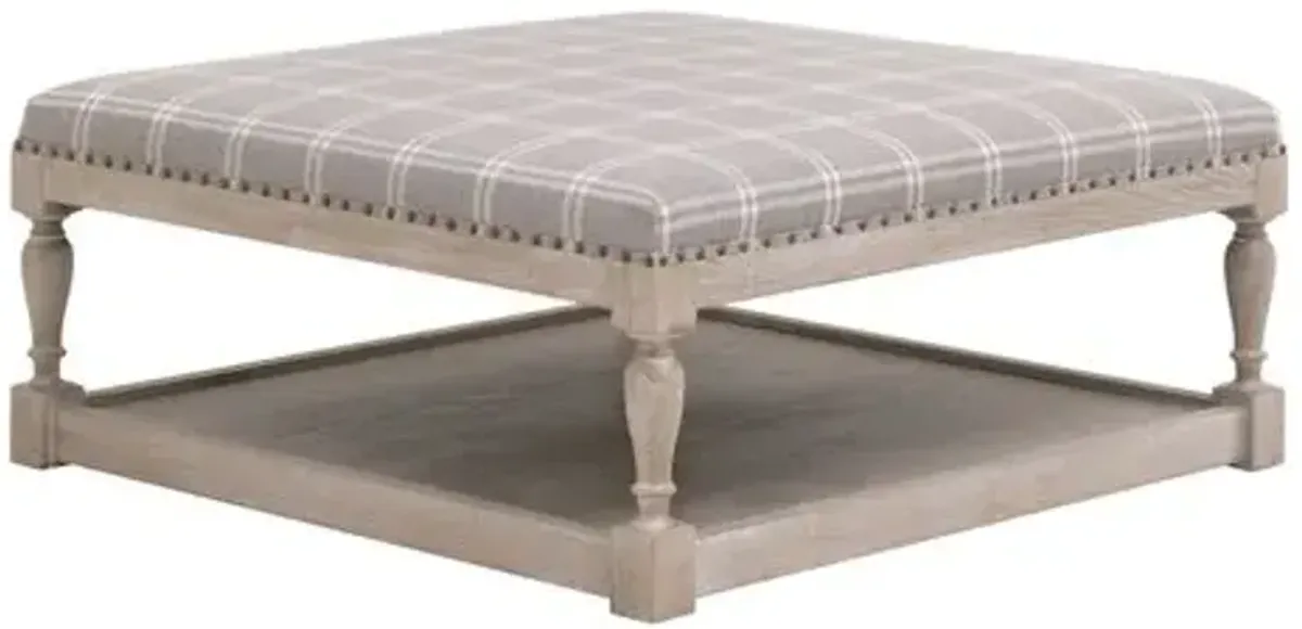 Darci Upholstered Coffee Table - Stone Plaid Performance - Gray