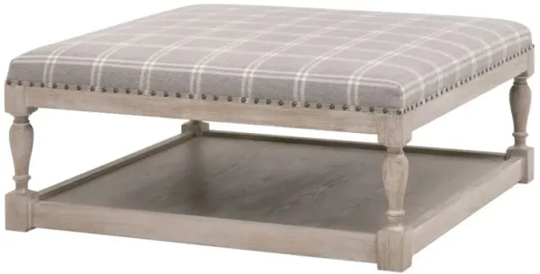 Darci Upholstered Coffee Table, Stone Plaid Performance