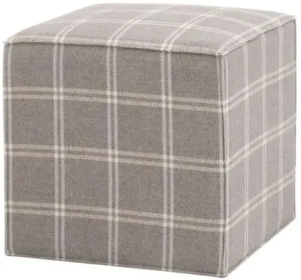 Darci Accent Plaid Cube/Ottoman - Stone - Gray