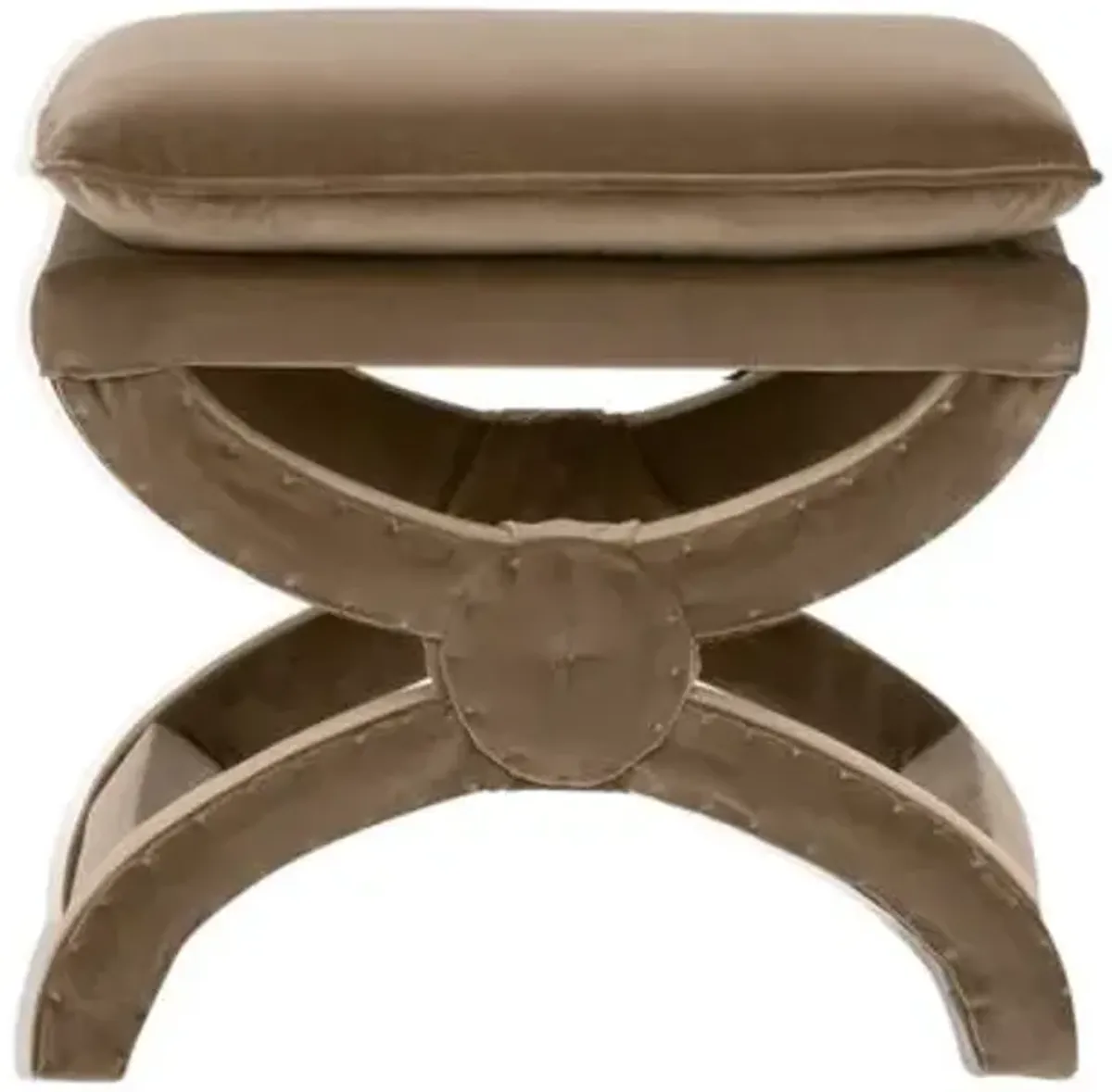 Darci Velvet Cushion-Top Ottoman - Caramel - Brown