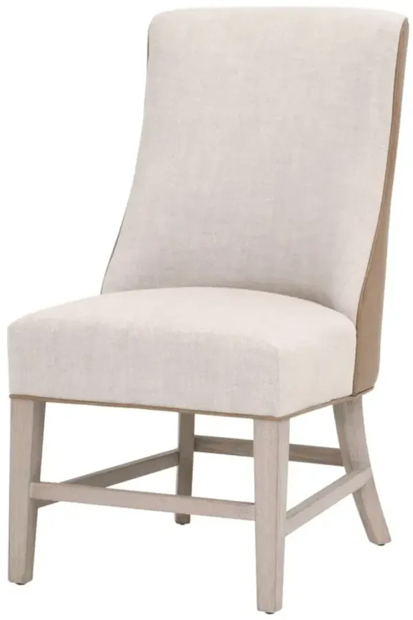 James Two-Tone Head Dining Chair, Linen/Toasted Brown Leather