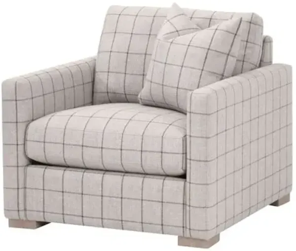 Carson Plaid Club Chair - Cement Linen