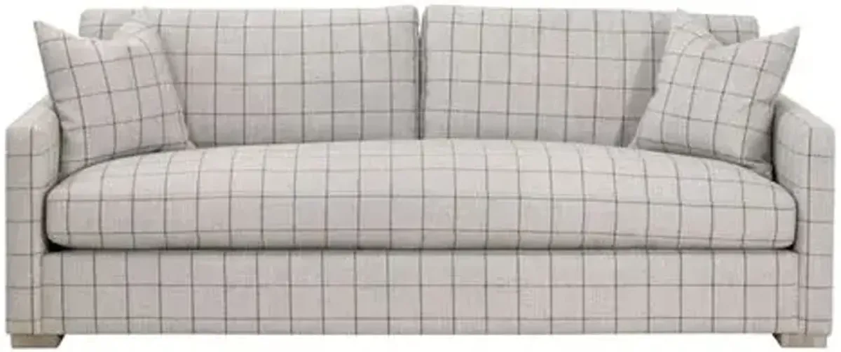 Carson Linen Plaid Sofa - Cement