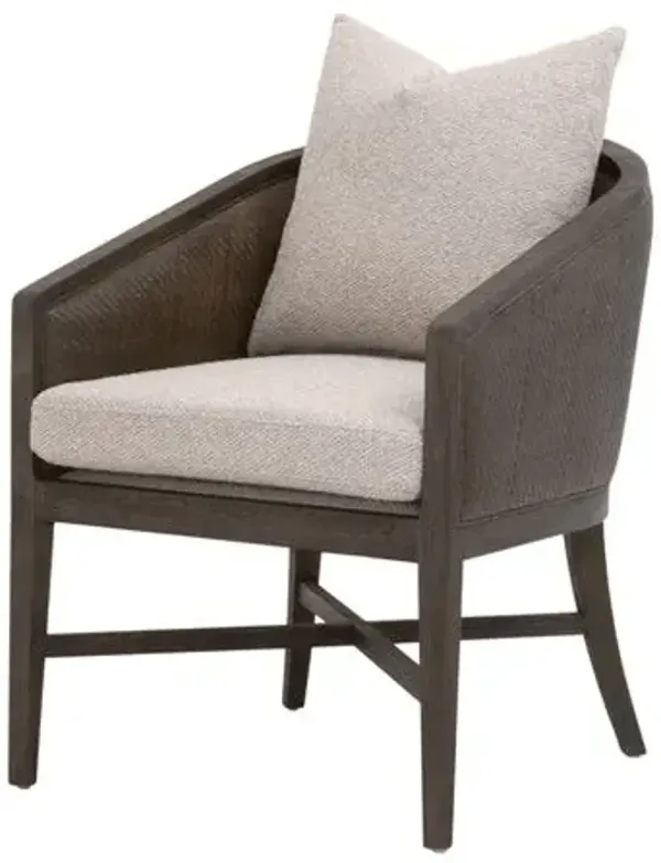 Winnie Rattan Armchair - Performance Fabric - Brown